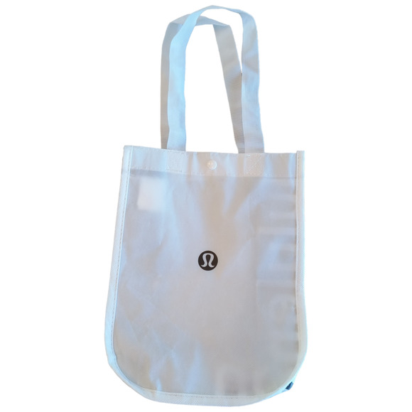 LULULEMON  Reusable Storage Bag  Medium Size Double Handle Snap close White Logo - Picture 1 of 13